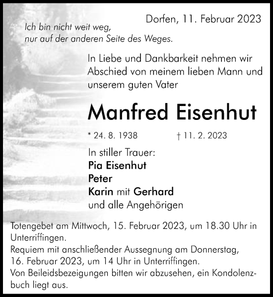 Traueranzeige von Manfred Eisenhut von Schwäbische Post