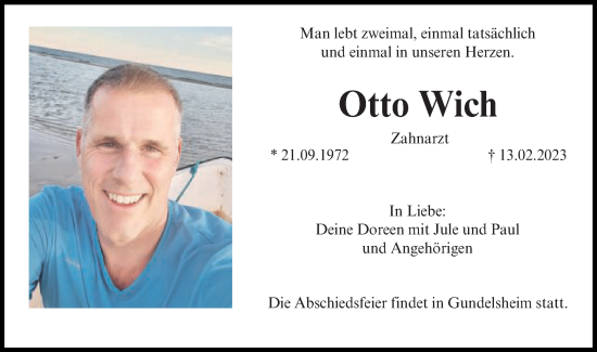Traueranzeige von Otto Wich von Schwäbische Post