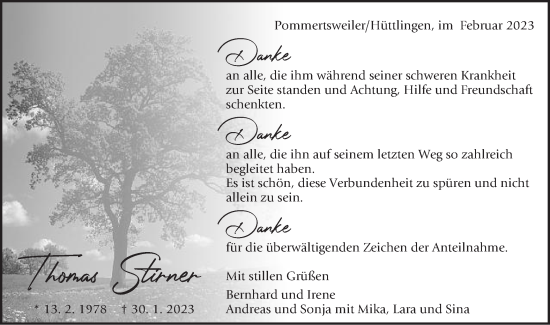 Traueranzeige von Thomas Stirner von Schwäbische Post