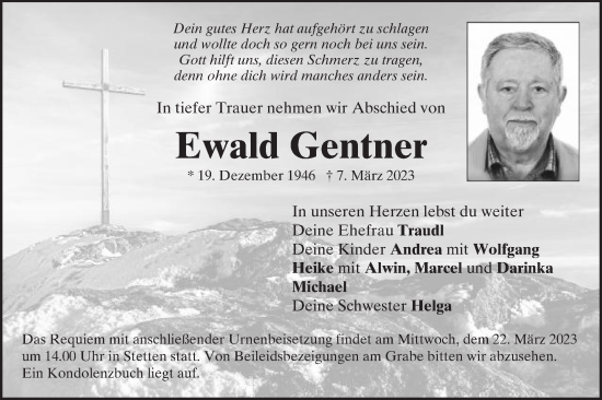 Traueranzeige von Ewald Gentner von Schwäbische Post