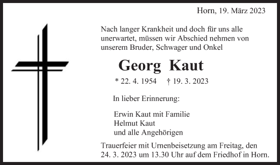 Traueranzeige von Georg Kaut von Gmünder Tagespost