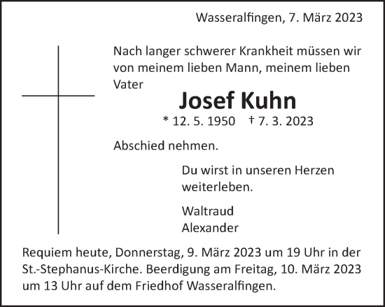 Traueranzeige von Josef Kuhn von Schwäbische Post