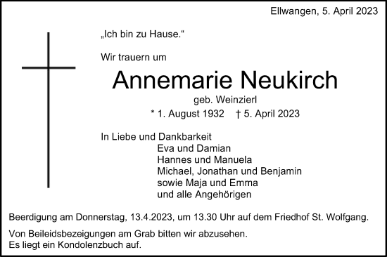 Traueranzeige von Annemarie Neukirch