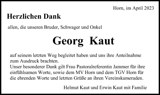 Traueranzeige von Georg Kaut von Gmünder Tagespost