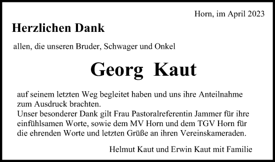 Traueranzeige von Georg Kaut