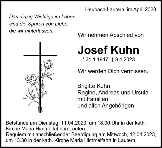 Traueranzeige von Josef Kuhn von Gmünder Tagespost