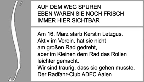 Traueranzeige von Kerstin Letzgus von Schwäbische Post