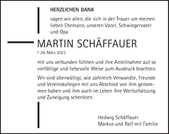 Traueranzeige von Martin Schäffauer von Schwäbische Post