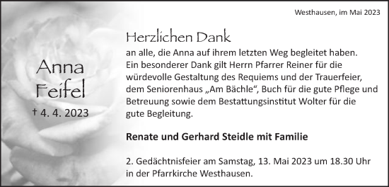 Traueranzeige von Anna Feifel von Schwäbische Post