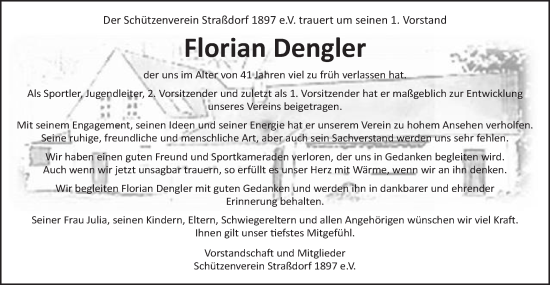 Traueranzeige von Florian Dengler von Gmünder Tagespost