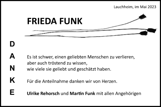 Traueranzeige von Frieda Funk von Schwäbische Post