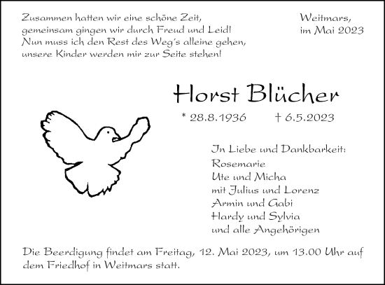 Traueranzeige von Horst Blücher von Gmünder Tagespost