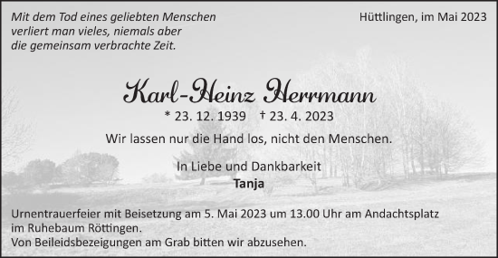 Traueranzeige von Karl-Heinz Herrmann von Schwäbische Post