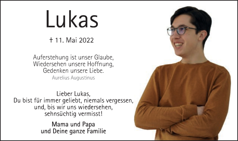  Traueranzeige für Lukas Thum vom 11.05.2023 aus Schwäbische Post