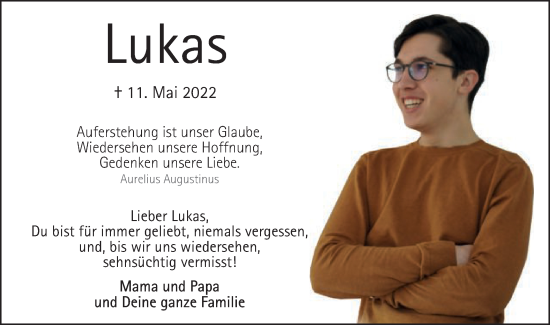 Traueranzeige von Lukas Thum von Schwäbische Post