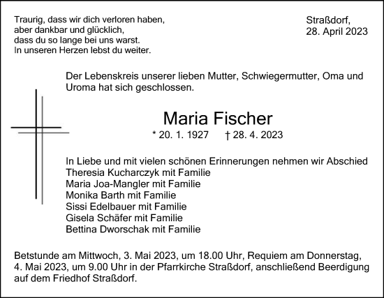 Traueranzeige von Maria Fischer von Gmünder Tagespost