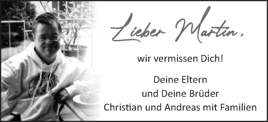 Traueranzeige von Martin Sorger von Gmünder Tagespost