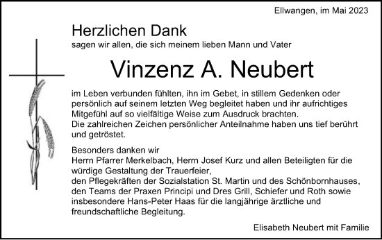 Traueranzeige von Vinzenz A. Neubert