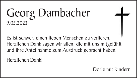 Traueranzeige von Georg Dambacher von Schwäbische Post