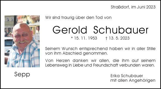 Traueranzeige von Gerold Schubauer von Gmünder Tagespost