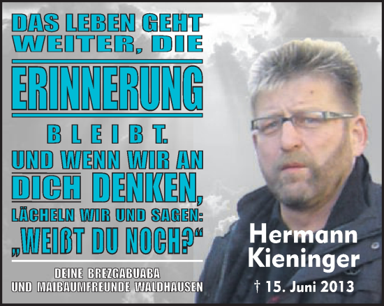Traueranzeige von Hermann Kieninger von Schwäbische Post