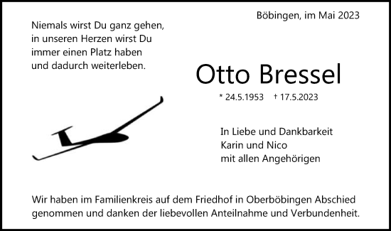 Traueranzeige von Otto Bressel von Gmünder Tagespost