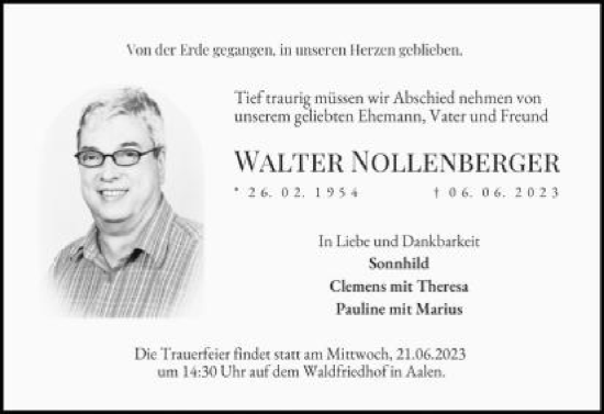 Traueranzeige von Walter Nollenberger von Schwäbische Post