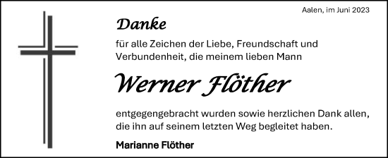 Traueranzeige von Werner Flöther von Schwäbische Post