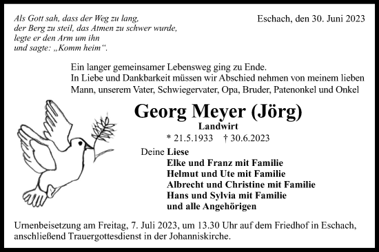 Traueranzeige von Georg Meyer von Gmünder Tagespost