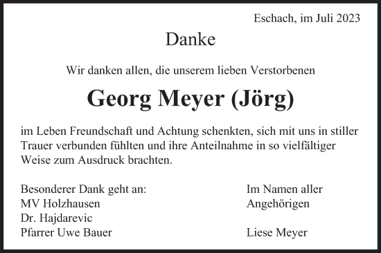 Traueranzeige von Georg Meyer von Gmünder Tagespost