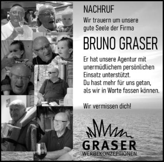 Traueranzeige von Bruno Graser von Schwäbische Post