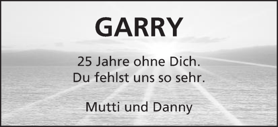 Traueranzeige von Garry  von Schwäbische Post