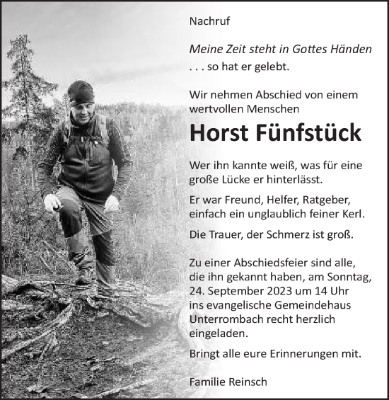 Traueranzeige von Horst Fünfstück von Schwäbische Post