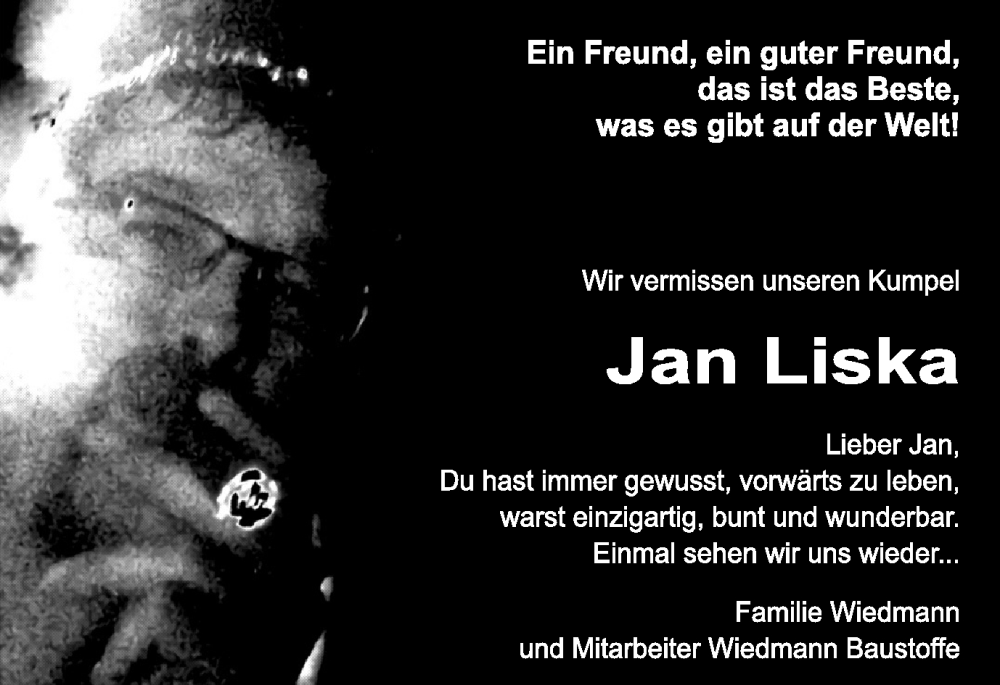  Traueranzeige für Jan Liska vom 16.08.2023 aus Gmünder Tagespost