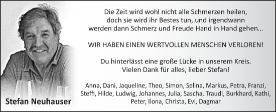 Traueranzeige von Stefan Neuhauser von Schwäbische Post