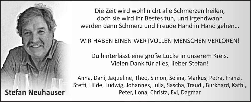  Traueranzeige für Stefan Neuhauser vom 02.08.2023 aus Schwäbische Post