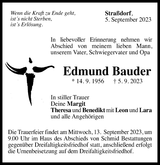 Traueranzeige von Edmund Bauder von Gmünder Tagespost