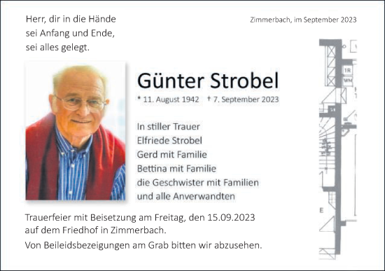 Traueranzeige von Günter Strobel von Gmünder Tagespost