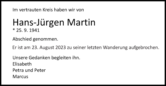Traueranzeige von Hans-Jürgen Martin von Gmünder Tagespost