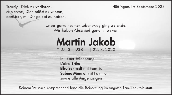 Traueranzeige von Martin Jakob von Schwäbische Post