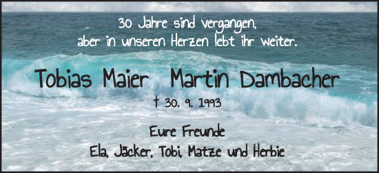 Traueranzeige von Tobias und Martin  von Schwäbische Post