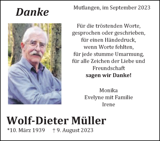 Traueranzeige von Wolf-Dieter Müller von Gmünder Tagespost