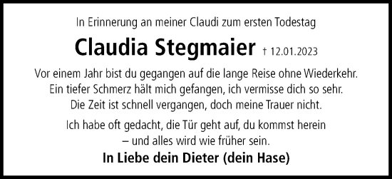 Traueranzeige von Claudia Stegmaier von Gmünder Tagespost