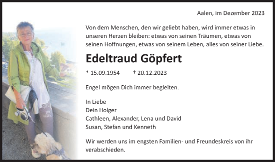 Traueranzeige von Edeltraud Göpfert von Schwäbische Post