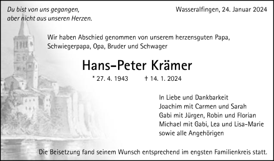 Traueranzeige von Hans-Peter Krämer von Schwäbische Post