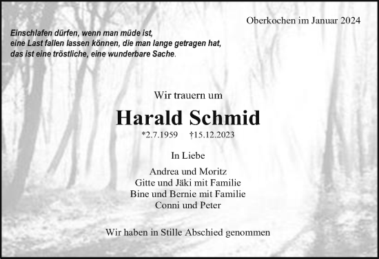Traueranzeige von Harald Schmid von Schwäbische Post