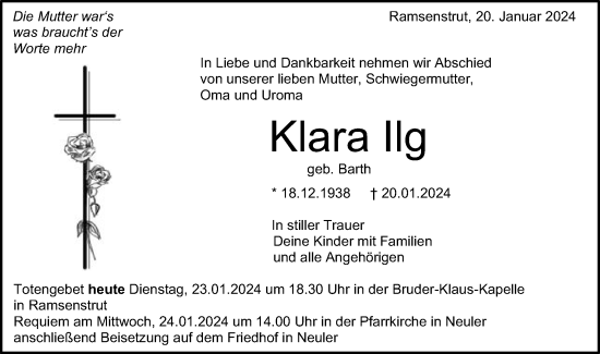 Traueranzeige von Klara Ilg