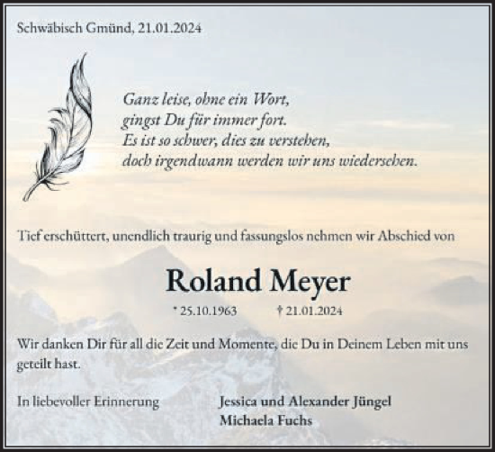 Traueranzeige von Roland Meyer