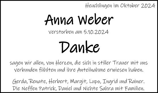 Traueranzeige von Anna Weber von Gmünder Tagespost