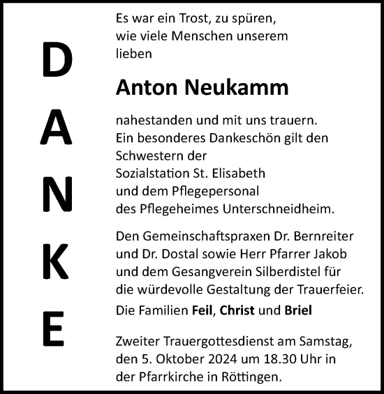 Traueranzeige von Anton Neukamm von Schwäbische Post